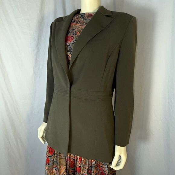 Vintage 90’s Collections for Le Suit Women’s Blazer Jacket Size 14 Taupe Olive O - Picture 8 of 12